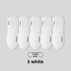 Zimue Mens Invisible Boat Socks Pure Cotton Autumn Winter Short Socks Black White Non-slip Anti-slip No Slip Cotton Socks