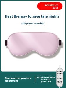 USB Rechargeable Steam Eye Mask Heated Cooling Relief Eye Fatigue Womens Style Heat Therapy Sleep Aid Light Blocking Eye Protection