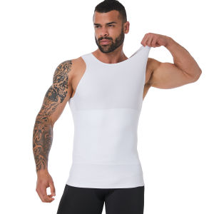 Mens Double Layer Compression Vest Tummy Control Slim Body Shaper Breathable Tank Top for Gym Fitness Casual Daily Wear