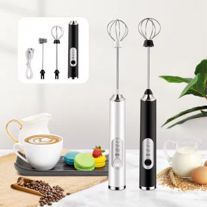 Electric Milk Frother Handheld Whisk Rechargeable Foam Maker 3-Speed Automatic Egg Coffee Matcha Mixer