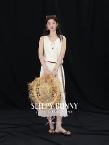 Lycell Plant Jacquard Sleeveless Knit Dress Long Summer