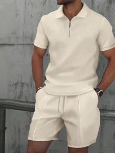 Summer New Men Fashion Casual Sets Short Sleeve Polo Shirt Suit 2 Pcs Sets Sportwear Male Clothing Ropa Y2k Barata