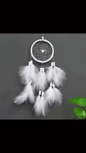 Trắng Dream Catcher Chuông Gió Dệt Tay Lông Vũ Mặt Dây Chuyền Ô Tô Cho Phòng Ngủ Sân Vườn Ngoài Trời Treo Trang Trí Phong Cách Hiện Đại Trang Trí Nhà
