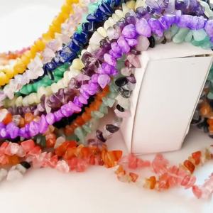 5-8mm 30Inch Mixed Natural Stone Gravel Chip Beads Irregular Lapis Lazuli Opal Crystal Tumbled Gem Stone for DIY Making Jewelry