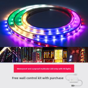 Colorful Changing LED Light Strip Outdoor Waterproof Running Water Lamp for Festival And New Year Atmosphere Decoration