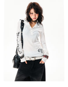 youngstage | Áo Thun Mùa Hè Dài Tay Có Mũ Gothic Nhẹ