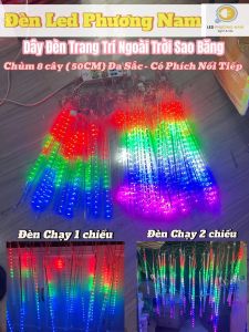 Bộ Đèn Trang Trí Ngoài Trời Sao Băng Chạy Đuổi Nhiều Chế Độ Dài 2m thả 8 Ống Led 45cm