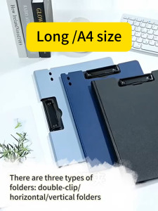 Long Clipboard Folder with Thicken Cover 2 Clip Writing Folder for School Office Supplies 35x23CM