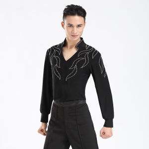 Latin Dance Performance Clothes V-Neck Long Sleeved Modern Dance Shirts Chacha Rumba Women