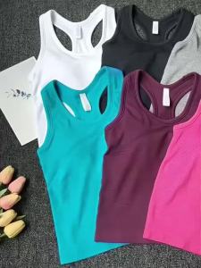 Womens Threaded Sports Vest with Chest Pads Running Fitness Yoga Top Pilates Sports Top