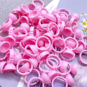 100pcs Glue Rings For Eyelash Extension Nail Art Glue Holders Eyelash Pallet Cups For Tattoo Pigment Makeup Tools
