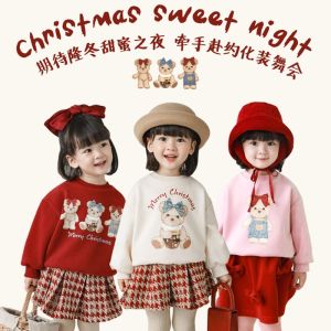 Áo Noel giáng sinh cho bé gái chất đẹp lót lông mềm mại ấm áp dễ thương Fullbabyvn