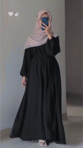 HULYA DRES BAHAN CRINKLE PREMIUM AIRFLOW | GAMIS POLOS SIMPLE BAHAN CRINKLE AIRFLOW
