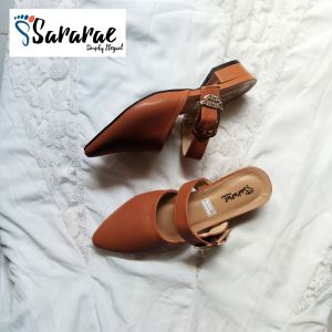 Sararae Sandal Mules Hak 3cm Gesper Mutiara Terbaru 2024