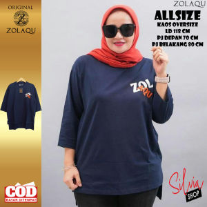 KAOS ZOLAQU TERBARU 2024 SEMI TUNIK OVERSIZE JUMBO HIJAB STYLE OFFICIAL STORE ZLQ BIRU NAVY