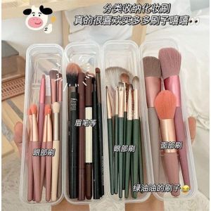 Portable Transparent Cover Makeup Brush Storage Box Dustproof Minimalist No Logo Eyebrow Pencil Organizer Plastic Material