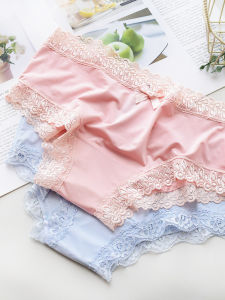 กางเกงชั้นในผ้าไหมน้ำแข็งไร้ตะเข็บเอวต่ำสำหรับผู้หญิง กางเกงชั้นในสตรีสีดำเนื้อนุ่มสบาย ระบายอากาศได้ดี กางเกงชั้นในแบบสามเหลี่ยม