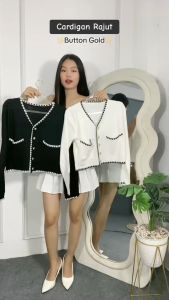 ONEFASHIONMALL Cardigan Blouse Wanita Baju Rajut Outer Panjang Pendek V-Neck Korean Style SL007