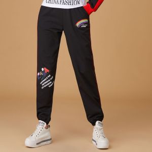 Pure Cotton Elastic Waist Sports Pants for Women Geometric Pattern Square Dance Ghost Step Competition Sweatpants