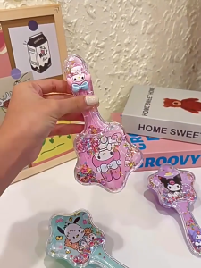 Transparent Transparent Five-pointed Star kt Glitter Comb Cute Cartoon Cat Airbag Air Cushion Comb Female Children Mini Portable Hairdressing Comb