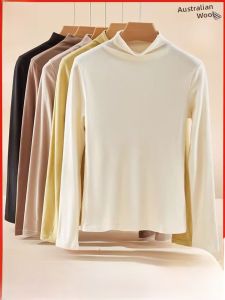 MiiOW | Womens Thermal Fleece Lined Thickened Half High Collar Double Sided Cashmere Base Shirt Spring Autumn Winter New Arrival Warm Top