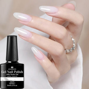 8ml Sheer Milky White Nail Gel Polish Jelly Translucent Nail Lacquer for French Manicure Tips Natural Looking UV LED Cure