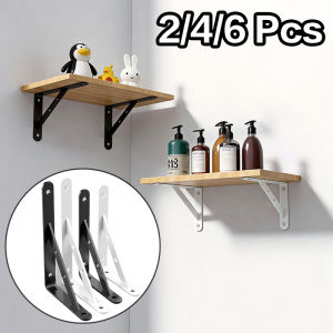 2/4/6PCS Floating Shelf Bracket Heavy Duty Black Steel Triangle Wall Mount Angle Support Rack for Shelves Furniture Hardware DIY