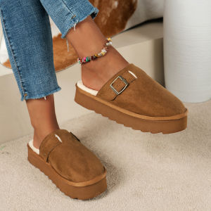 รองเท้าแตะบุหรูหราในฤดูหนาวของผู้หญิง รองเท้าแตะครอบครัวที่อบอุ่น ลดเสียงรบกวน สวมใส่ง่ายและรองเท้าในร่มที่สะดวกสบาย