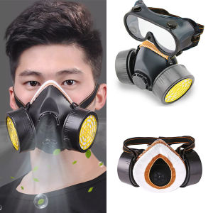 Masker Obat Double Masker Gas Respirator Chemical Kimia Obat Masker Debu Kacamata Safety Glass Google Bening Kacamata Anti Virus