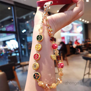 Fashionable High-End Mobile Phone Lanyard Wealth Attracting Crystal Pendant Handmade Beads Wrist Hanging DIY Material Unique Look