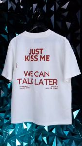 "JUST KISS ME"High Quality T-Shirts For Men Good Print Cotton Women Short sleeved Loose New Loose Top