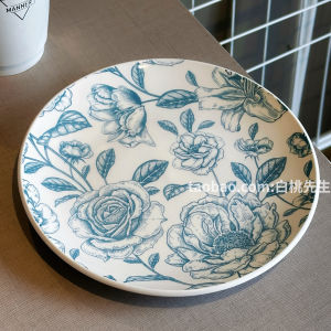 Mr. White Peach French Style Floral Patterned Rose Vintage Ins Dessert Steak Western Dining Plate Breakfast Dishware Ceramic