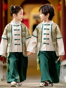 Boys Hanfu Fleece Lined New Year Visiting Outfit Traditional Chinese Style Clothing Spring Autumn Winter Seasonal Childrens Wear