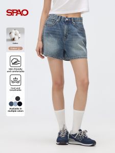 spao | Korean Style Summer Solid Color Simple Style Womens Jean Shorts