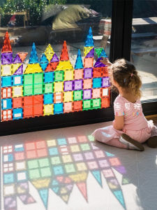 Babyfun Color Window Magnetic Tile Building Blocks Transparent Strong Magnet Kindergarten Home Use Open Playset Toy Kit