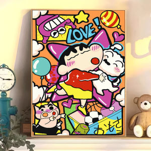 Bandai | Oil Painting Anime Crayon Shin-chan The Family By Numbers Modern Wall Decor for Living Room Bedroom Perfect Gift No Frame