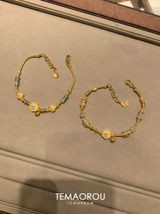 Retro Chinese Style Gold Plated Zircon Flower Bracelet for Women Small Waist Design Fashionable Jewelry Accessory