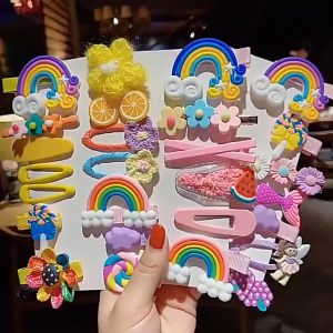 Set 14 kẹp tóc mái nhiều hình - nhiều màu dễ thương cho bé gái