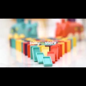 Educational game kids electric block animal train automatic laying light sound domino car toys