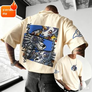 เสื้อยืดลายการ์ตูนกาบูมอน อนิเมะ ดิจิมอน 2025 สไตล์ฮาราจูกุ วินเทจ สำหรับผู้ชายและผู้หญิง ทรงโอเวอร์ไซส์ สตรีทแวร์ ลำลอง สปอร์ต ผ้าฝ้าย ยุค Y2K