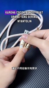 Lanyard Premium + Kabel Charger 4 IN 1 Lanyard Casing Handphone Universal Neckalce Strap Adjustable Tali gantungan + kabel (ms) + HF AT TP002