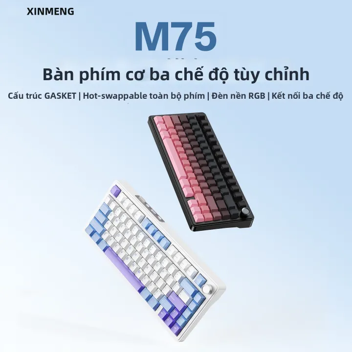 XINMENG | Bàn Phím Cơ Không Dây Bluetooth Đa Chế Độ Dành Cho Gaming và Văn Phòng