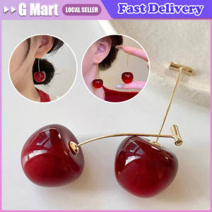 Lovely Sweet Red Cherry Earrings Ladies Fashion Delicate Fruit Design Drop Dangle Earrings Wedding Party Korean Ear Jewelry Gift