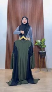 Maxy Juwita Gamis Simple Wanita Muslim Polos Aplikasi Mutiara By Demore