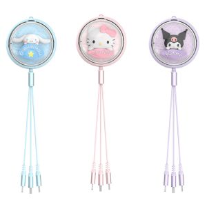 (4IN1/60W)100% Authentic Sanrio Hello Kitty PD 27W Fast Charging Cable Cinnamoroll Retractable 1M USB Type-C to Lightning Type-C to Type-C Kuromi for iPhone15/16/17/IOS/Android Devices LY-060/LFB55/LY-072