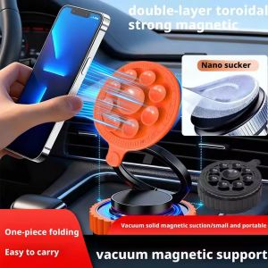 Magnetic Phone Holder with Vacuum Suction Cup 360° Rotatable Foldable Phone Bracket Vehicle-mounted Navigation Stand