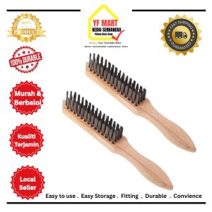 Wire Brush - Wooden Handle Heavy Duty Scratch Brush for Rust Paint Removal & Metal Cleaning