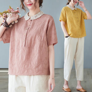 Summer New Womens Linen Casual Loose Solid Color Two-Piece Set Clearance Sale Fashionable Ensemble Pure Color Outfit