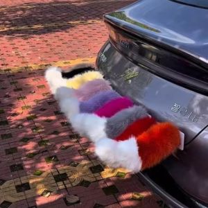 Bandai | Simulation Fox Fur Electric Wagging Tail Battery Powered Swing Tail Auto Exterior Ornament Car Decoration Cute Fun Gifts