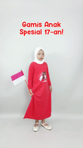 CF Kids Gamis Anak Perempuan Print DTF Chibi Edisi 17 Agustus Hari Kemerdekaan